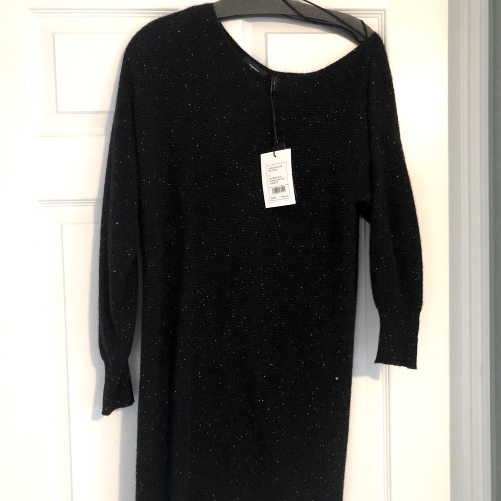 Theory Black Donegal Cashmere Sweater Dress